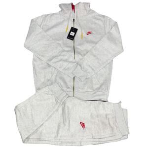 Nike Tech Fleece Set Mens Full Zip Hoodie Jogger Pants 2-piece Set. Large-Gray